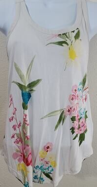 Candie's White Floral Print Racerback Tank Top XS